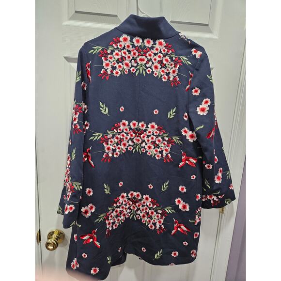 Soft Surroundings Cherry Blossom Hummingbird Embroidered Jacket Kimono Size M - Picture 5 of 7
